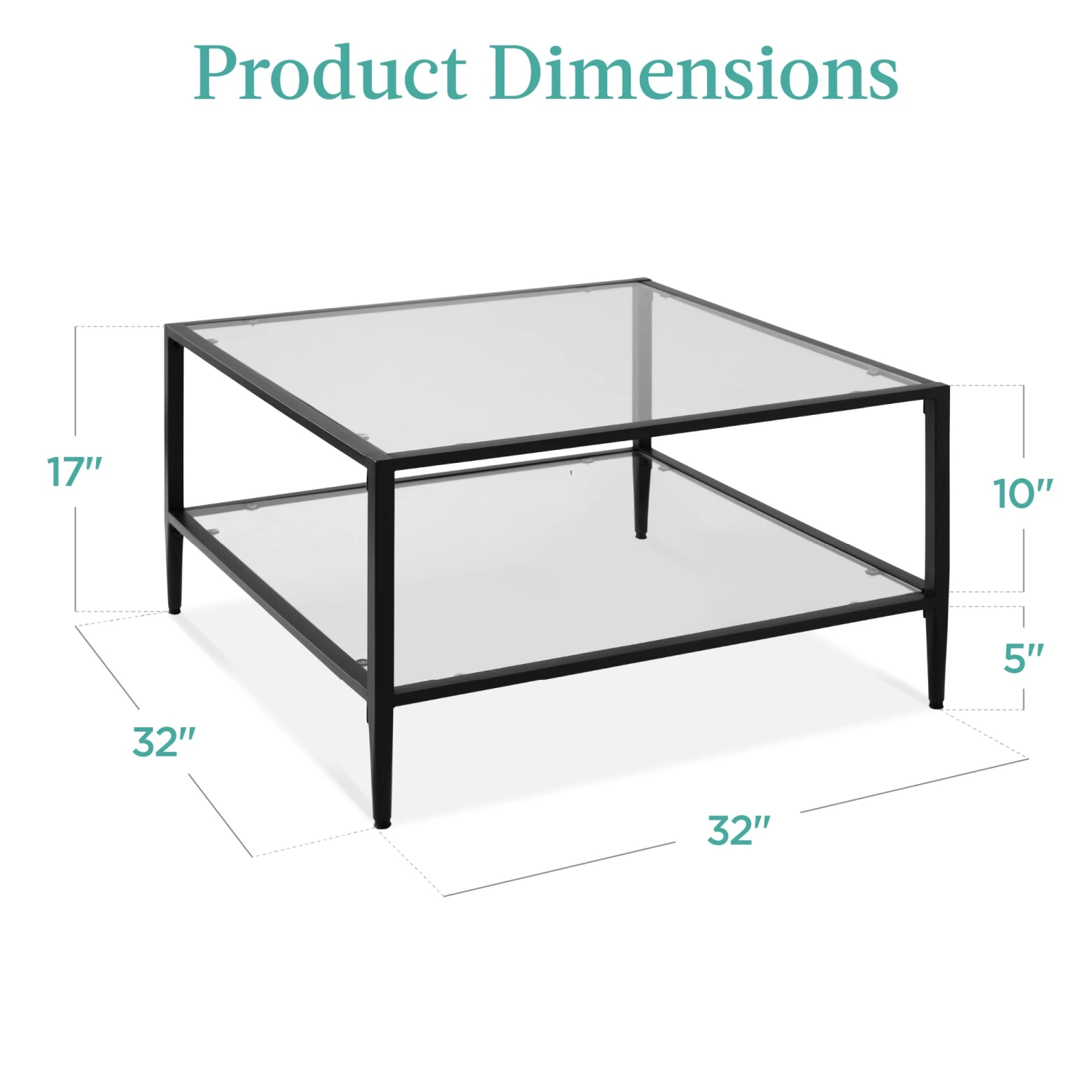 Best Choice Products 2-Tier Large Square Coffee Table Living Room Accent W/ Glass Top - 32" - Image 14