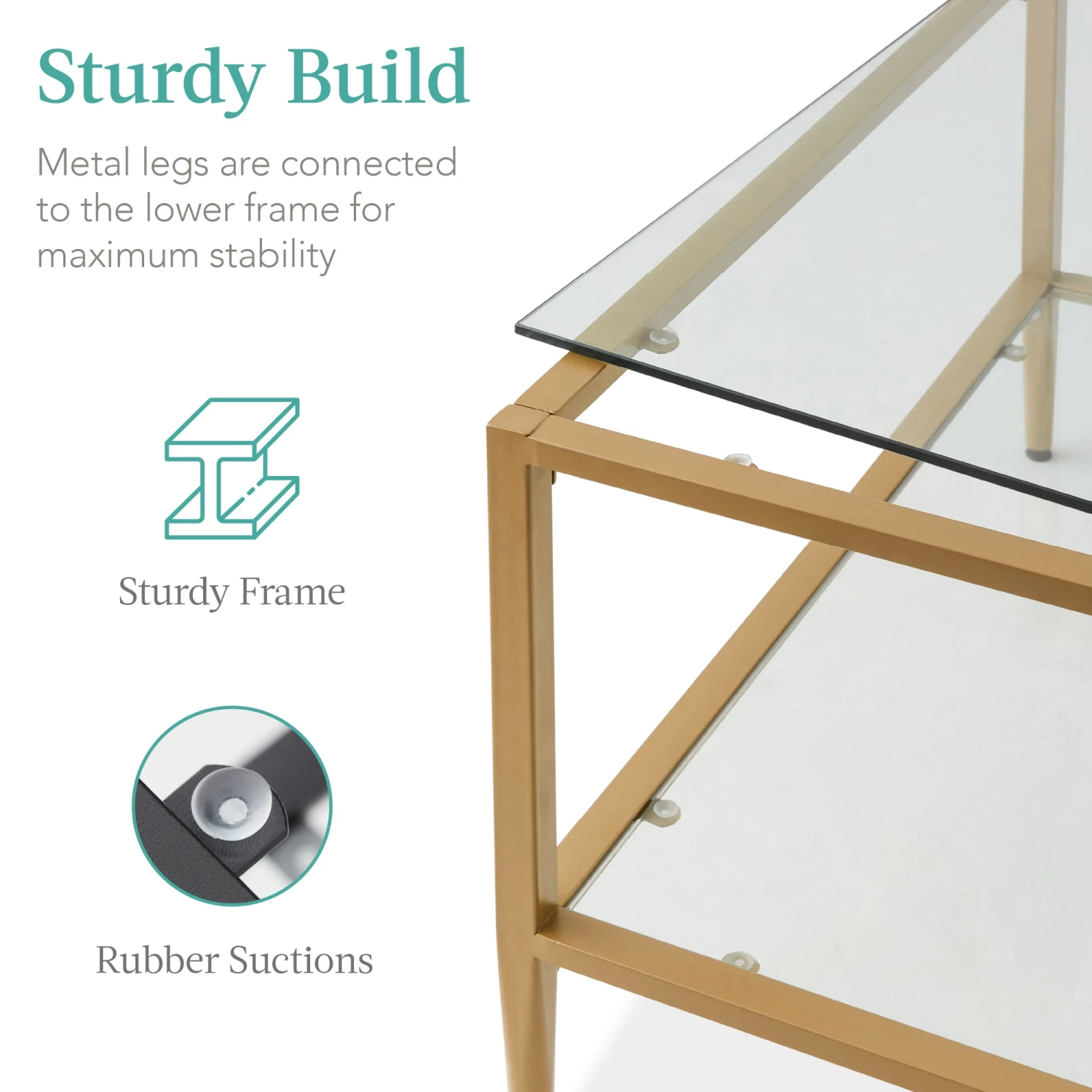 Best Choice Products 2-Tier Large Square Coffee Table Living Room Accent W/ Glass Top - 32" - Image 3