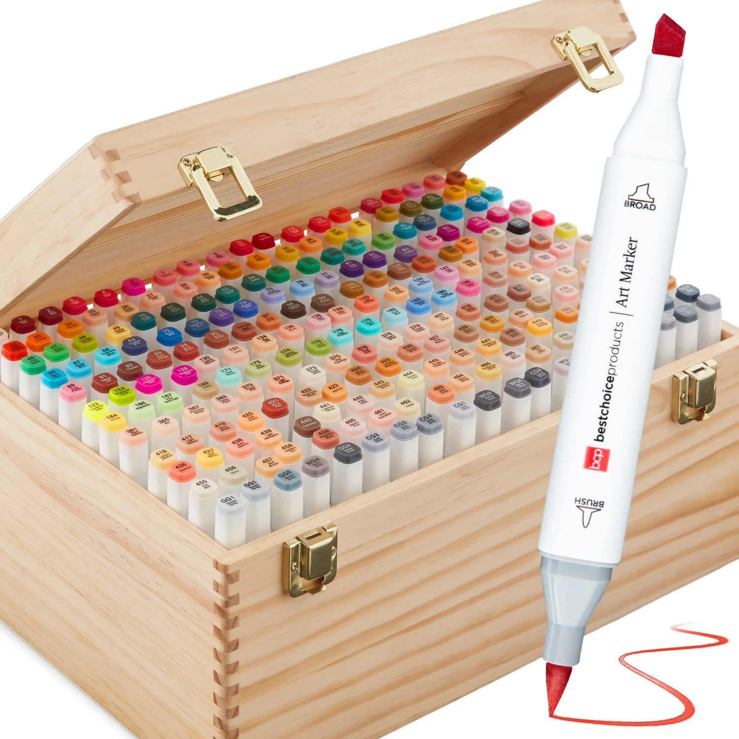 Best Choice Products Alcohol-Based Marker Pen Kit W/ Brush & Chisel Tip, Carrying Case - 228ct