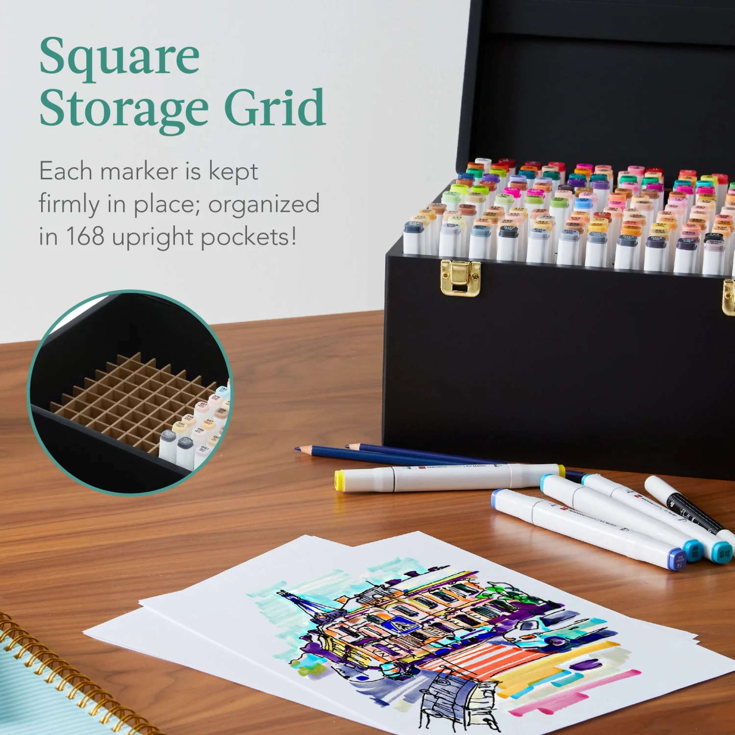 Best Choice Products Alcohol-Based Marker Pen Kit W/ Brush & Chisel Tip, Carrying Case - 228ct - Image 11