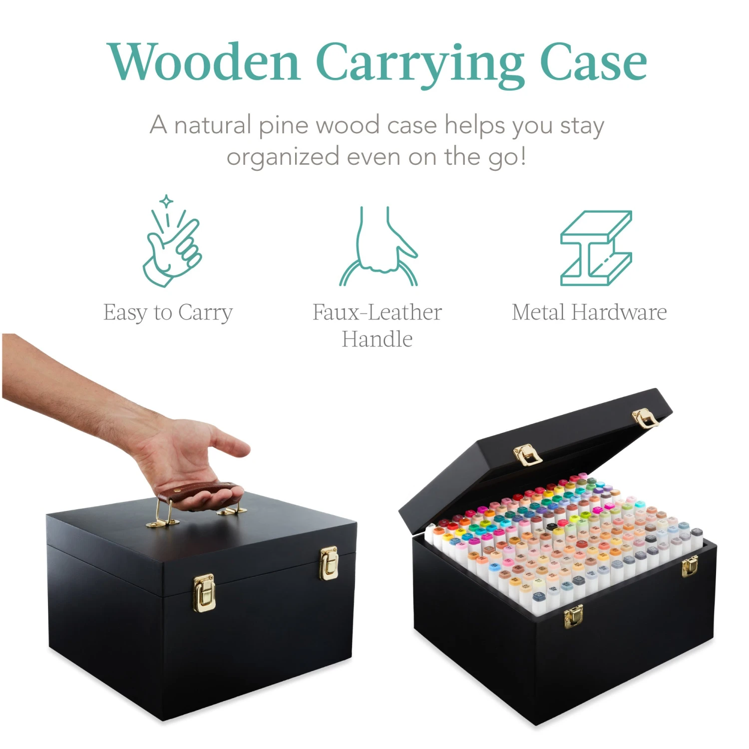 Best Choice Products Alcohol-Based Marker Pen Kit W/ Brush & Chisel Tip, Carrying Case - 168ct - Image 2