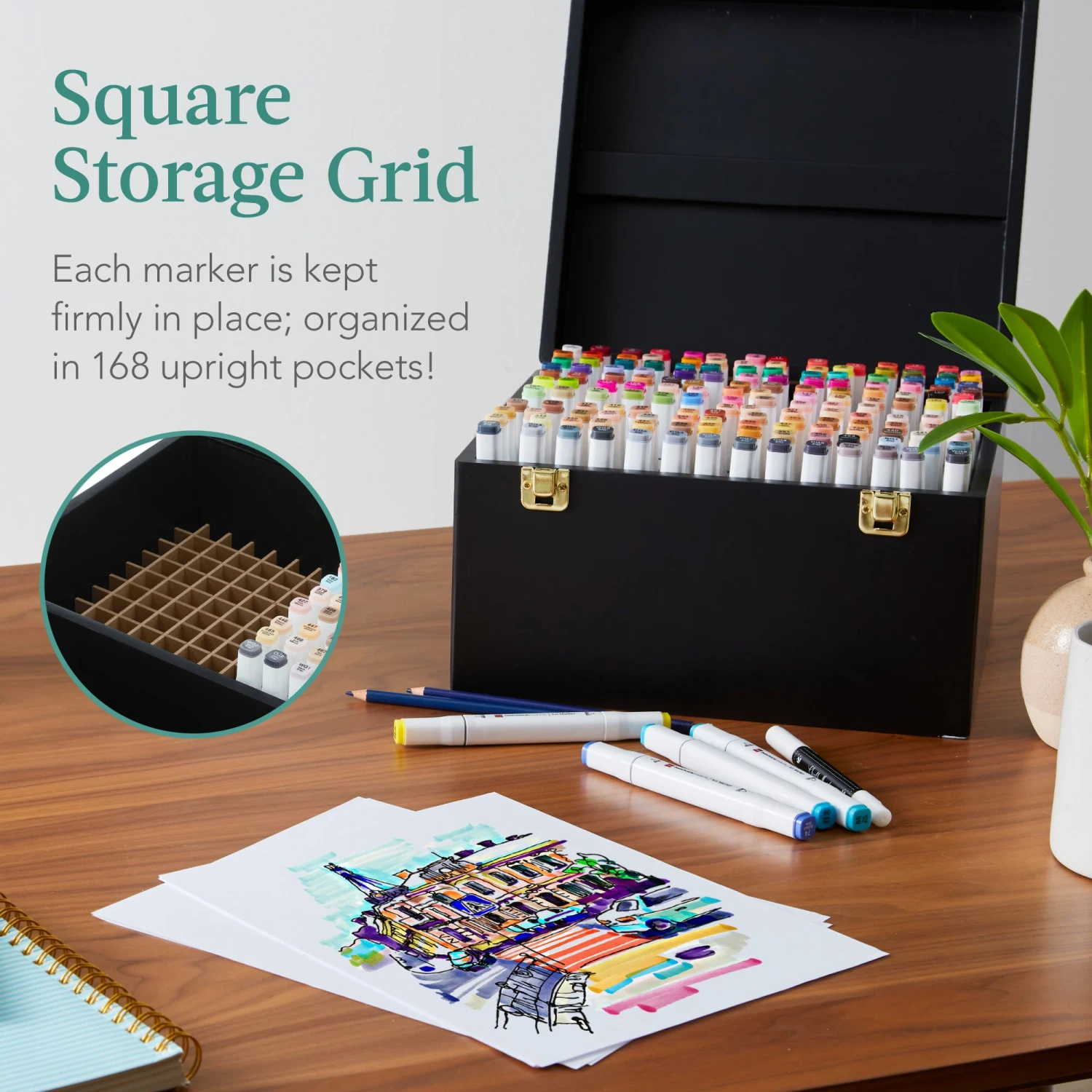 Best Choice Products Alcohol-Based Marker Pen Kit W/ Brush & Chisel Tip, Carrying Case - 168ct - Image 4