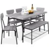 Best Choice Products 6-Piece Modern Dining Set W/ Storage Racks, Table, Bench, 4 Chairs - 55in