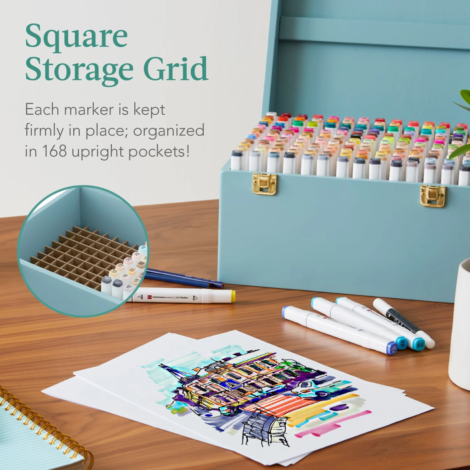 Best Choice Products Alcohol-Based Marker Pen Kit W/ Brush & Chisel Tip, Carrying Case - 228ct - Image 18