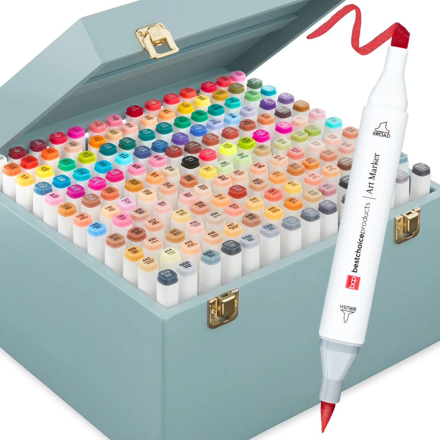 Best Choice Products Alcohol-Based Marker Pen Kit W/ Brush & Chisel Tip, Carrying Case - 168ct - Image 8