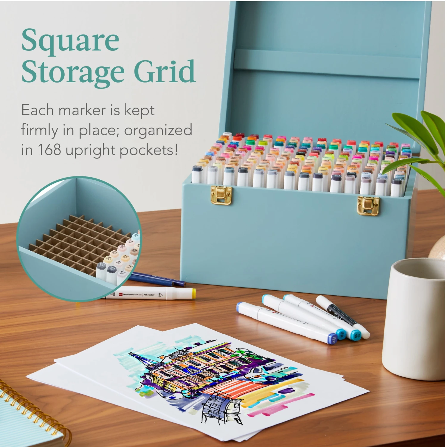 Best Choice Products Alcohol-Based Marker Pen Kit W/ Brush & Chisel Tip, Carrying Case - 168ct - Image 11