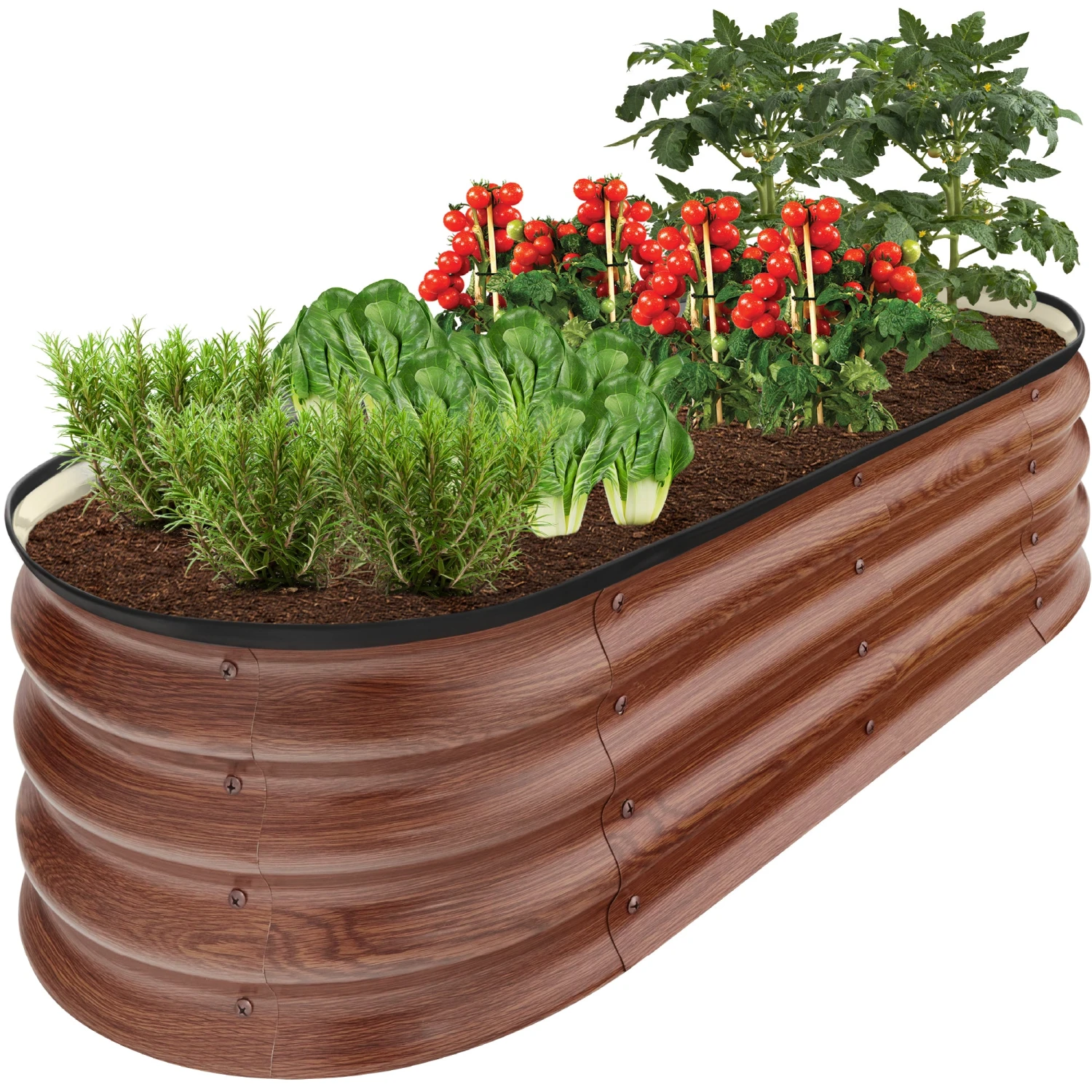 Best Choice Products Outdoor Raised Metal Oval Garden Bed, Planter Box - 4x2x1ft - Image 15