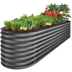 Best Choice Products Metal Raised Garden Bed, Oval Outdoor Planter Box For Vegetables - 8x2x2ft