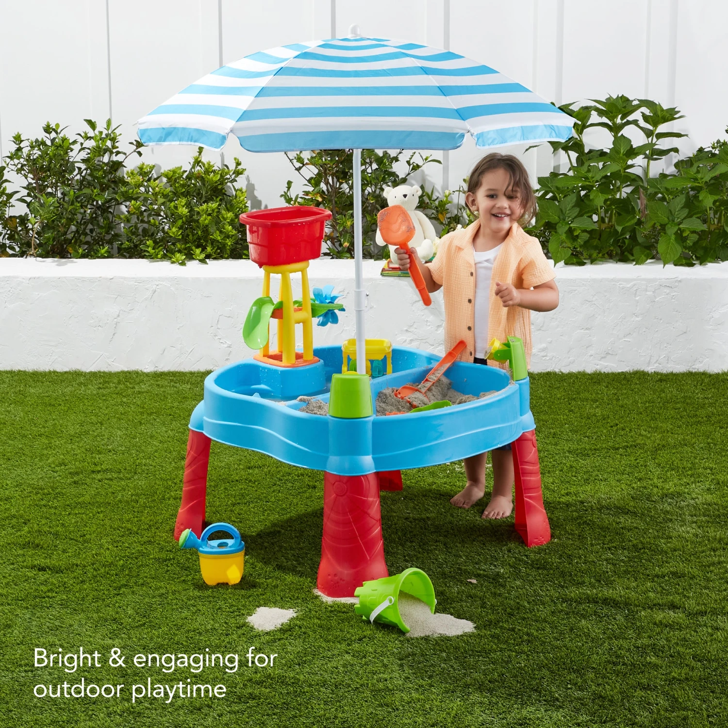 Best Choice Products Kids Outdoor Sand & Water Table W/ 18 Accessories, Adjustable Umbrella - Image 2