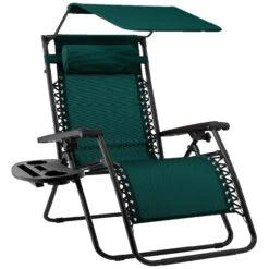 Best Choice Products Folding Zero Gravity Recliner Patio Lounge Chair W/ Canopy, Side Tray