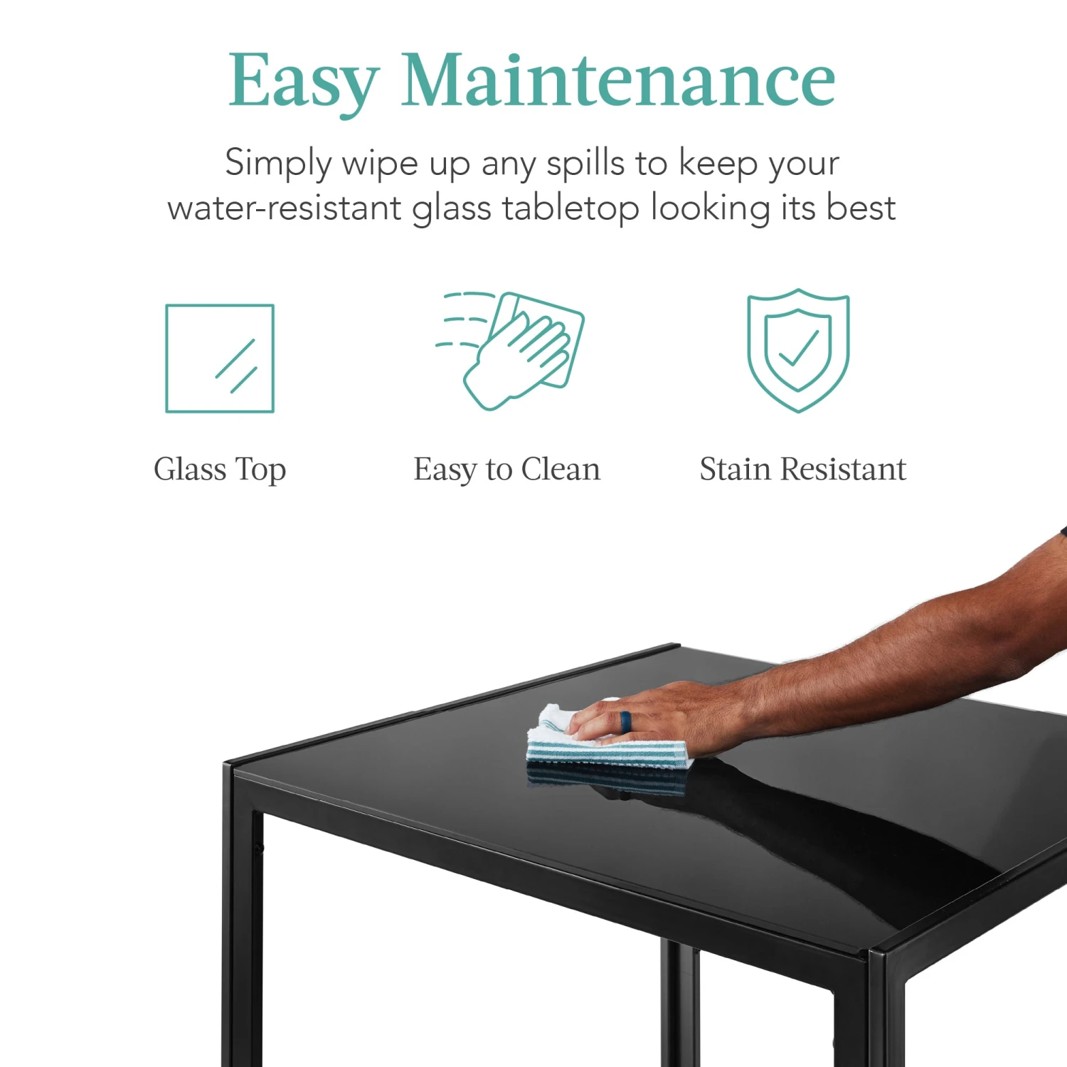 Best Choice Products 3-Piece Dining Table Set W/ Glass Top, Leather Chairs - Image 5