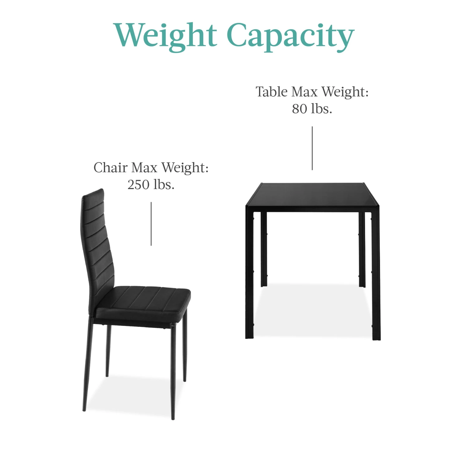 Best Choice Products 3-Piece Dining Table Set W/ Glass Top, Leather Chairs - Image 6