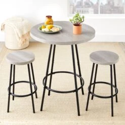Best Choice Products 3-Piece Bistro Set Modern Round Counter Height Dining Set W/ 2 Stools