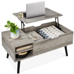 Best Choice Products Wooden Mid-Century Modern Lift Top Coffee Table W/ Removable Shelf