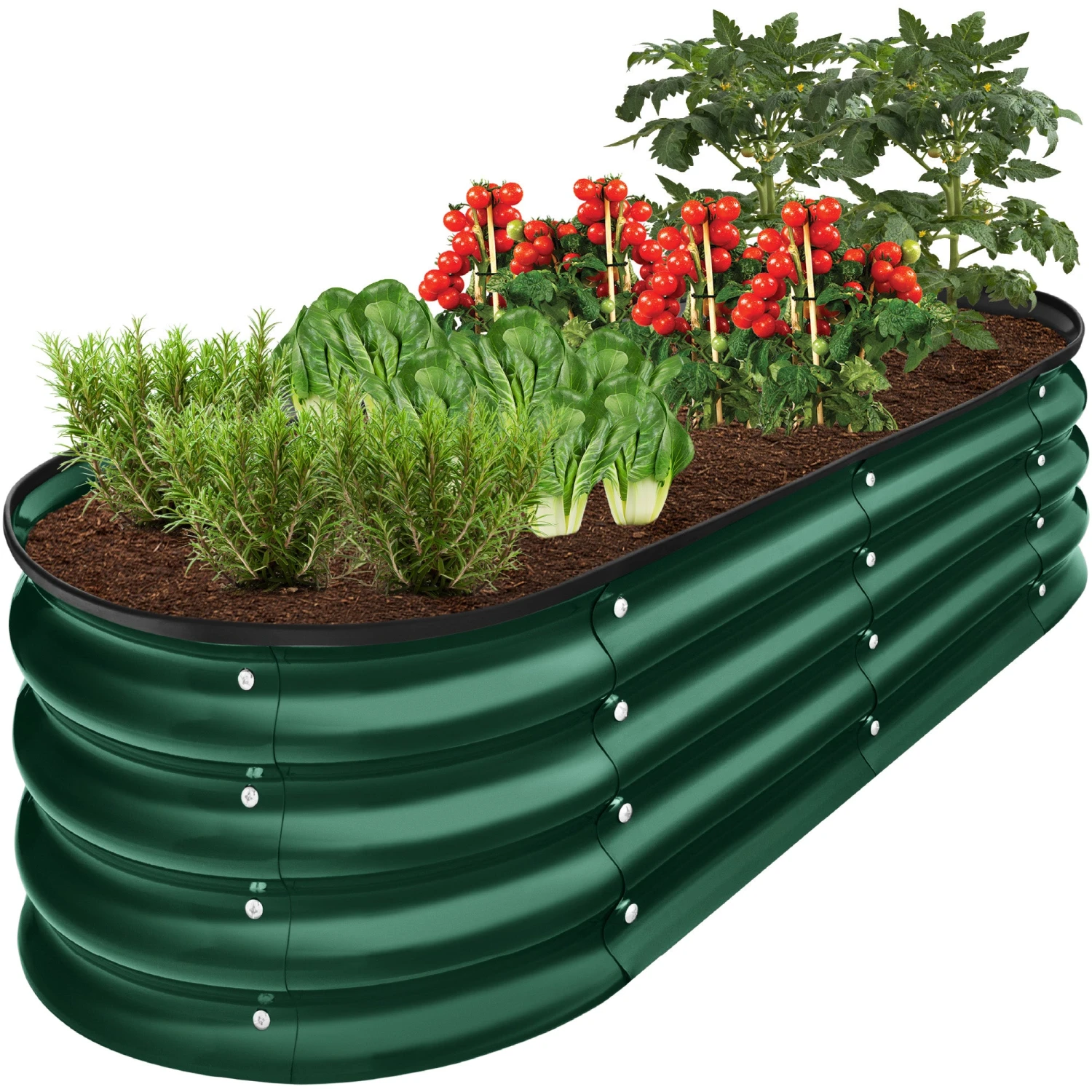 Best Choice Products Outdoor Raised Metal Oval Garden Bed, Planter Box - 4x2x1ft