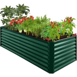 Best Choice Products Outdoor Metal Raised Garden Bed For Vegetables, Flowers, Herbs - 8x4x2ft