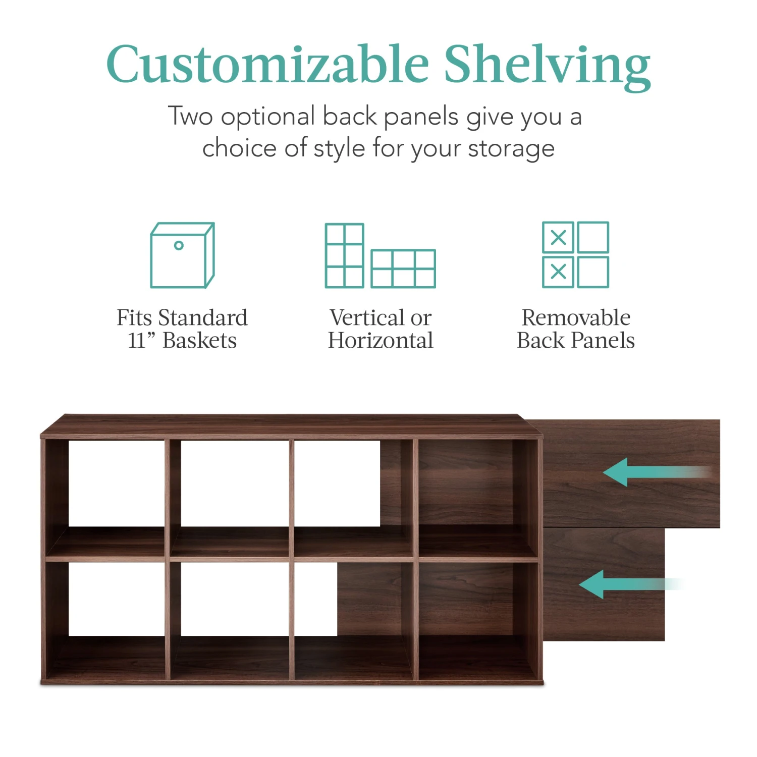 Best Choice Products 8-Cube Bookshelf, 11in Storage Display W/ Removable Panels, Customizable - Image 3