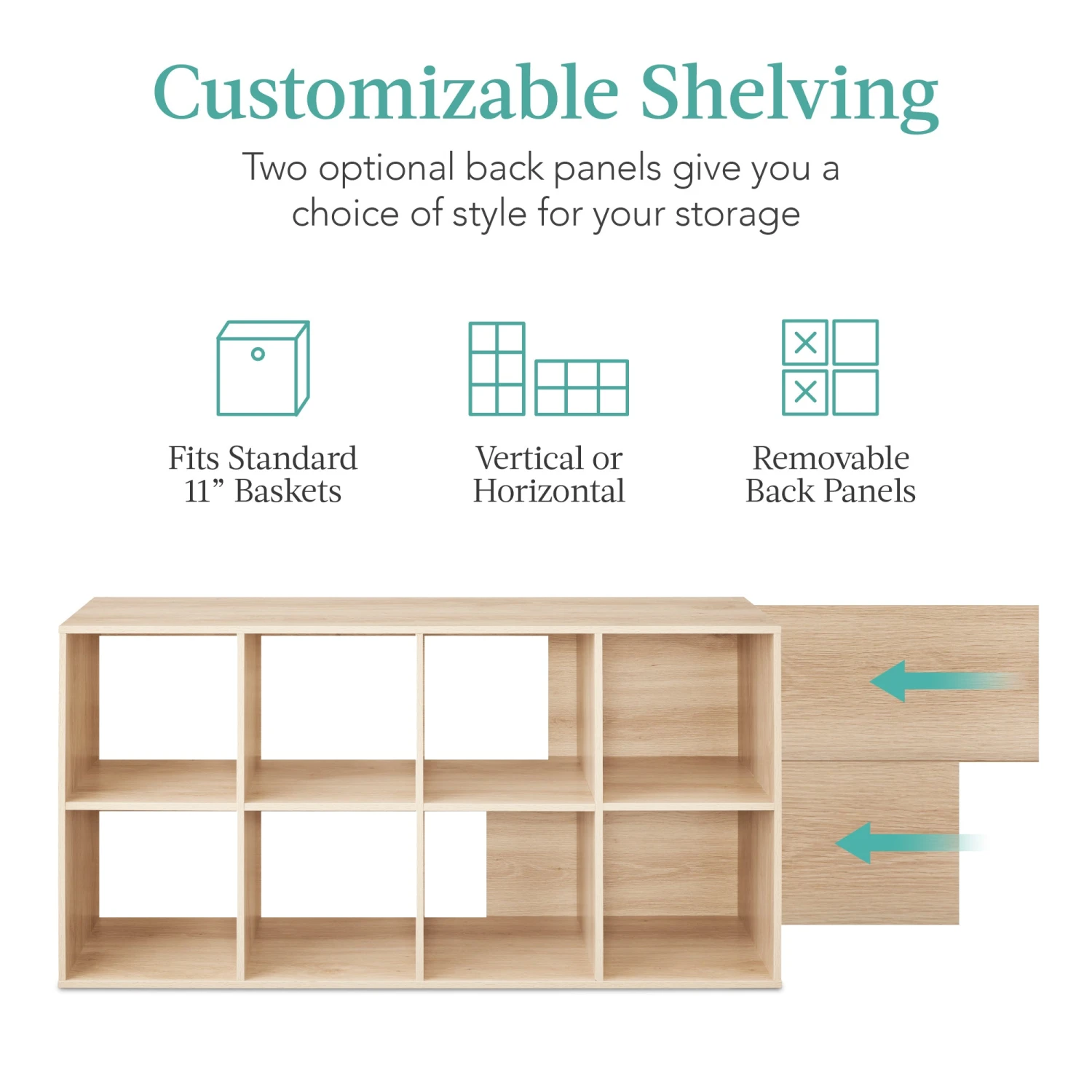 Best Choice Products 8-Cube Bookshelf, 11in Storage Display W/ Removable Panels, Customizable - Image 9