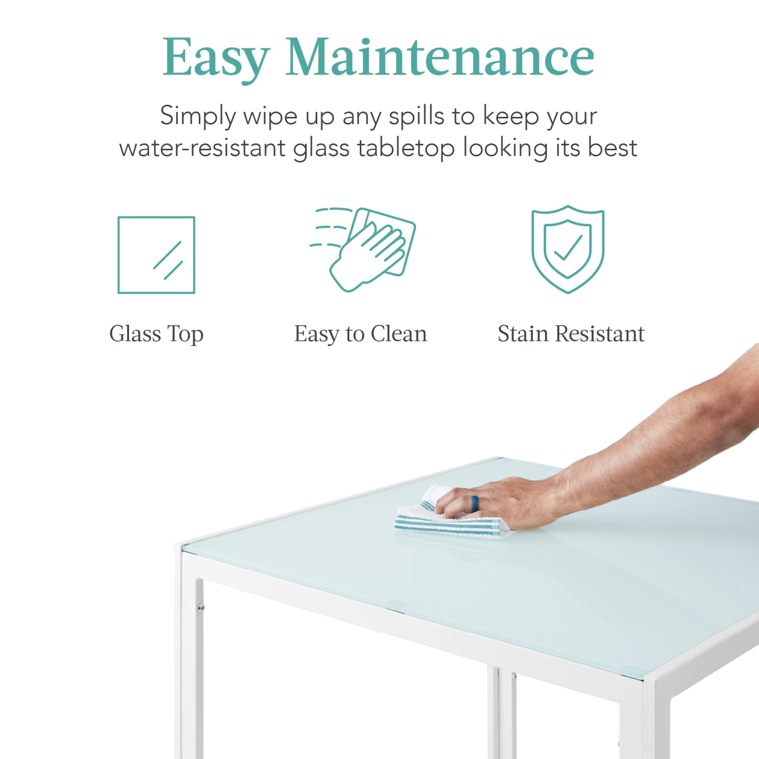 Best Choice Products 3-Piece Dining Table Set W/ Glass Top, Leather Chairs - Image 12